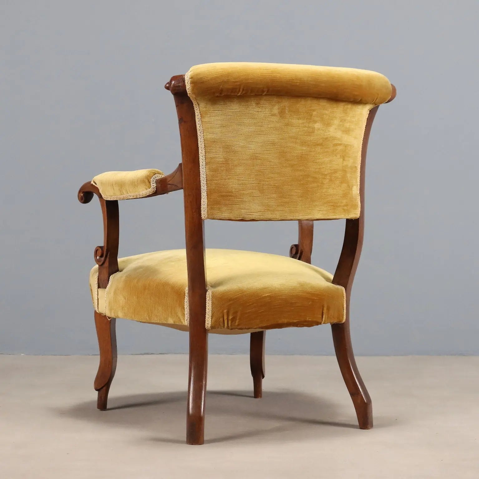 Antique Walnut Armchair, Late 19th Century