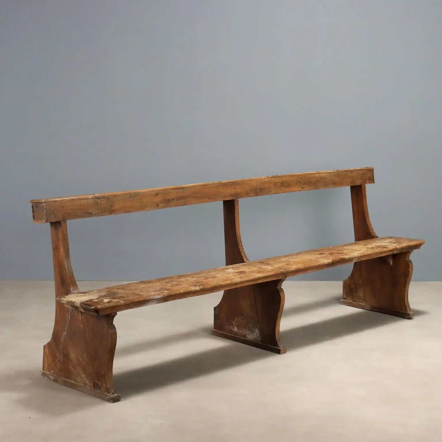 Antique Bench Walnut Shaped Feet Italy Early XIX Century