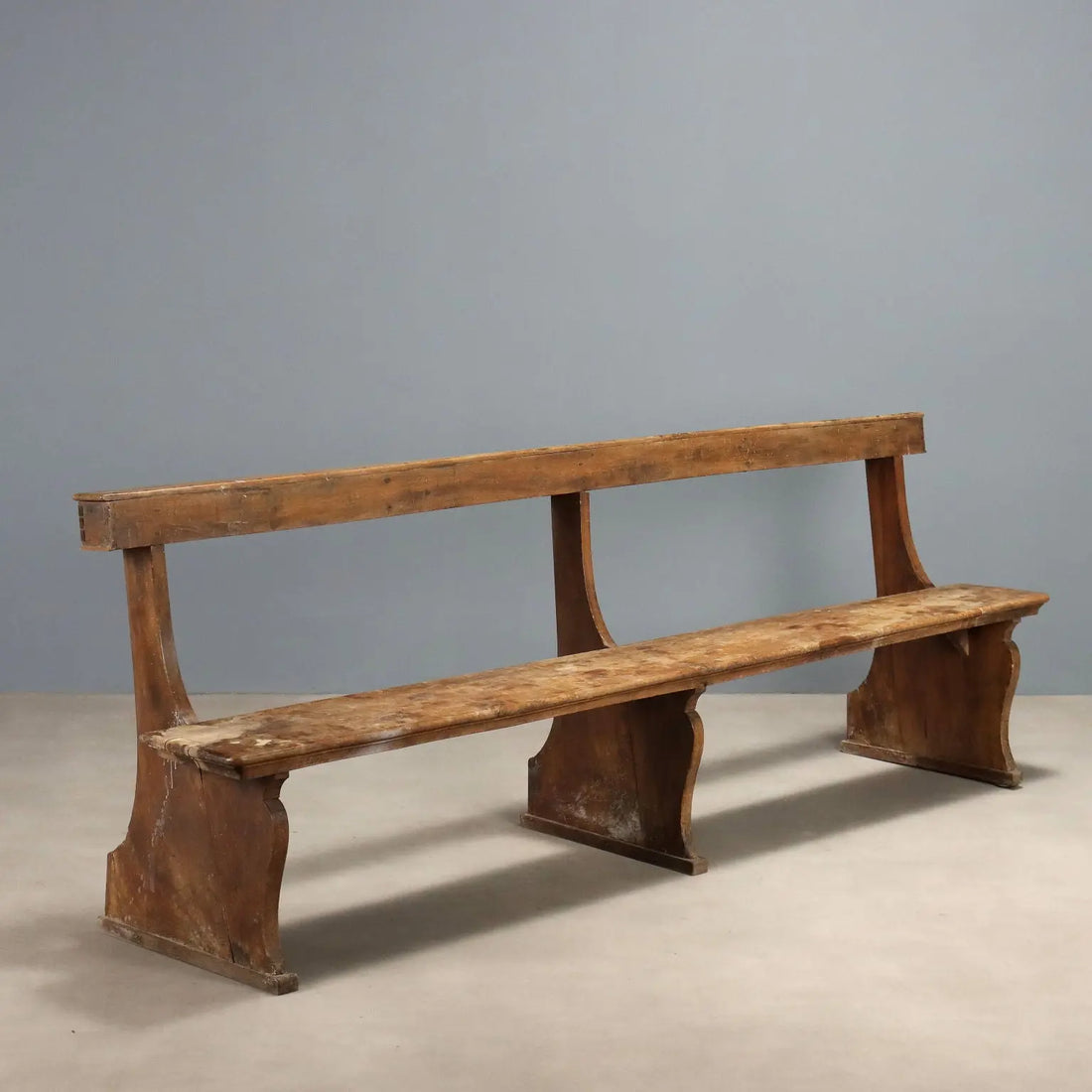 Antique Bench Walnut Shaped Feet Italy Early XIX Century