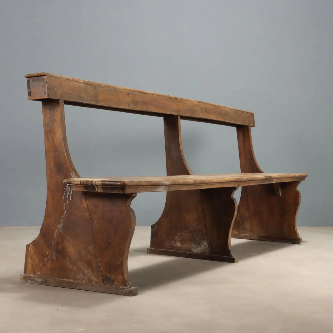 Antique Bench Walnut Shaped Feet Italy Early XIX Century