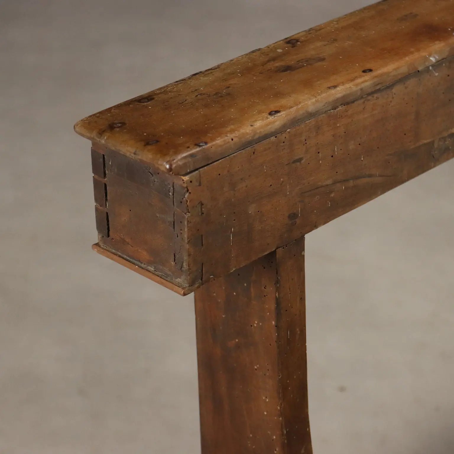 Antique Bench Walnut Shaped Feet Italy Early XIX Century