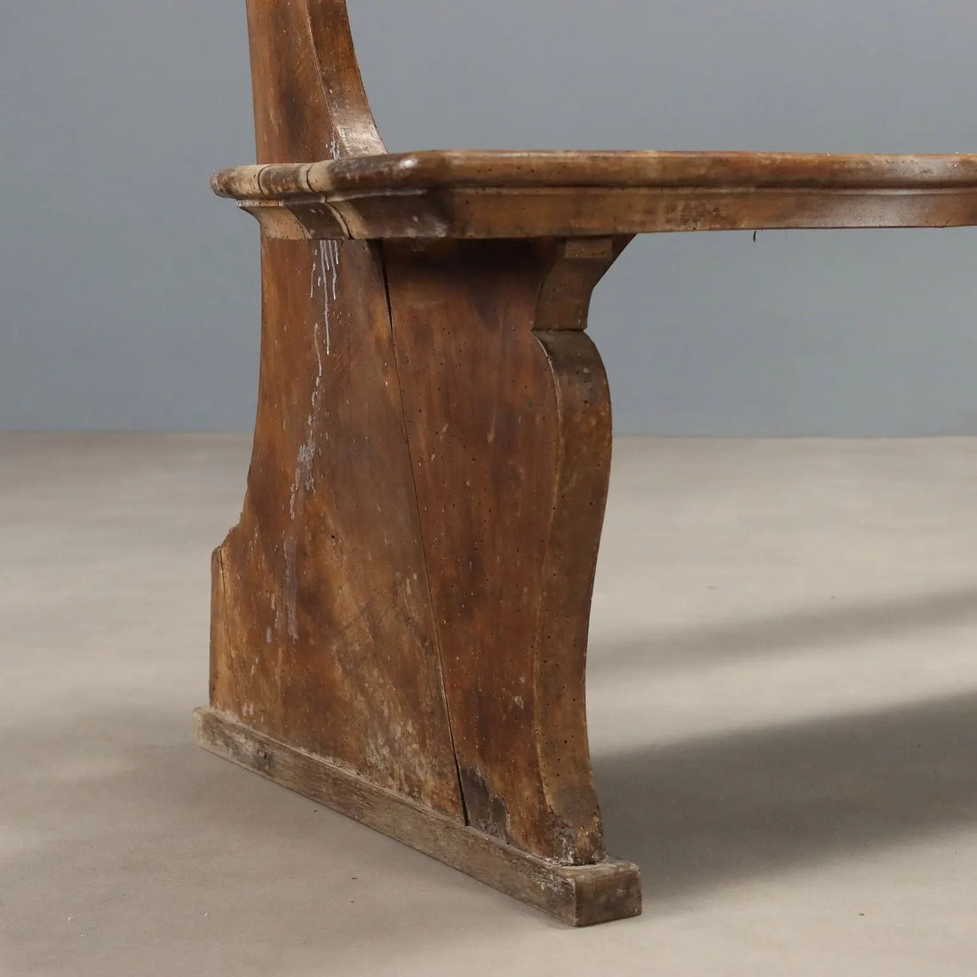 Antique Bench Walnut Shaped Feet Italy Early XIX Century