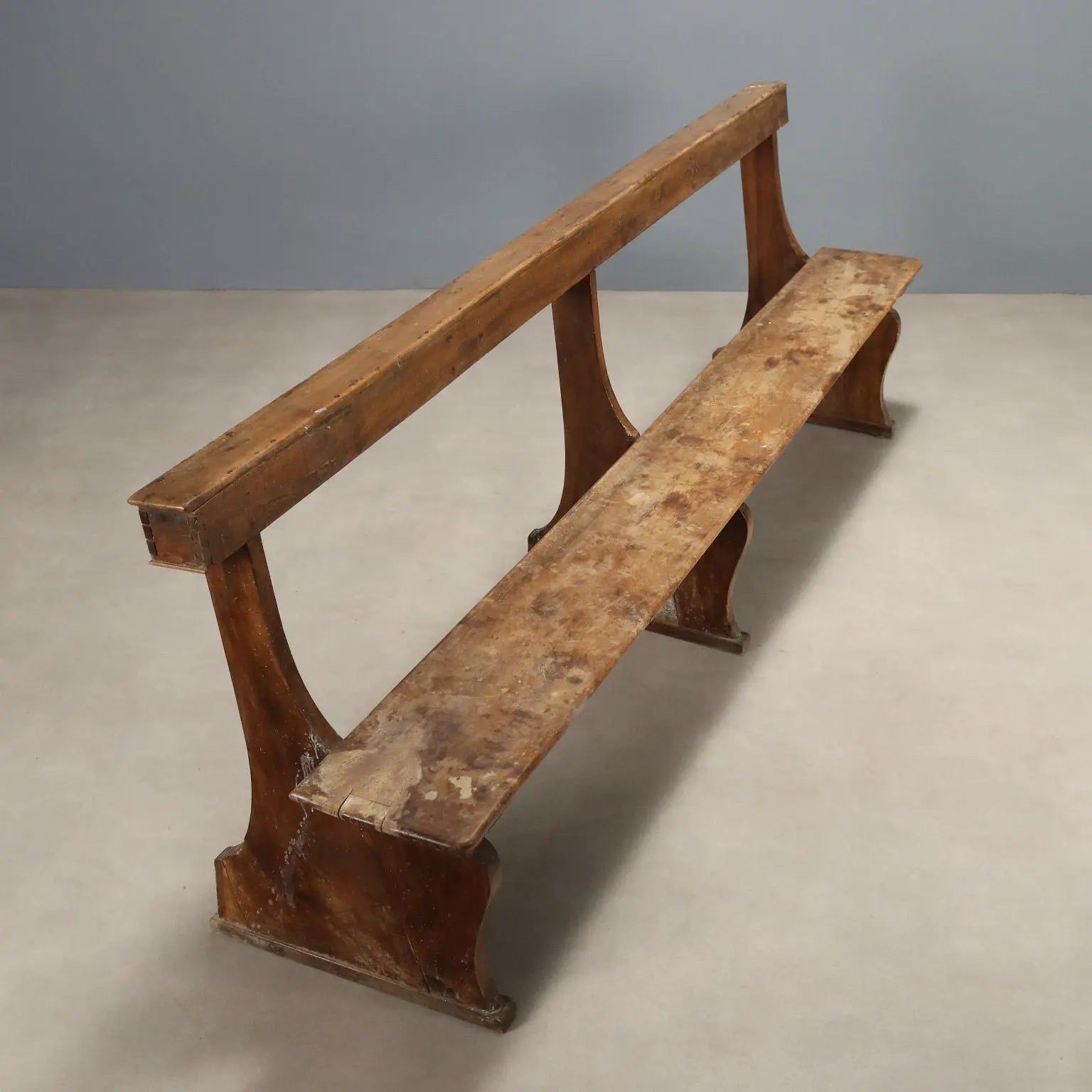 Antique Bench Walnut Shaped Feet Italy Early XIX Century
