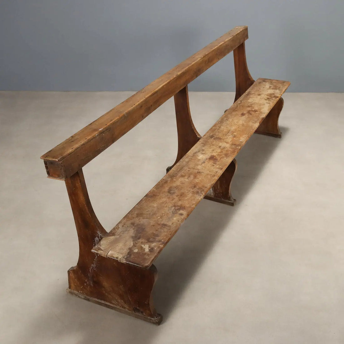 Antique Bench Walnut Shaped Feet Italy Early XIX Century
