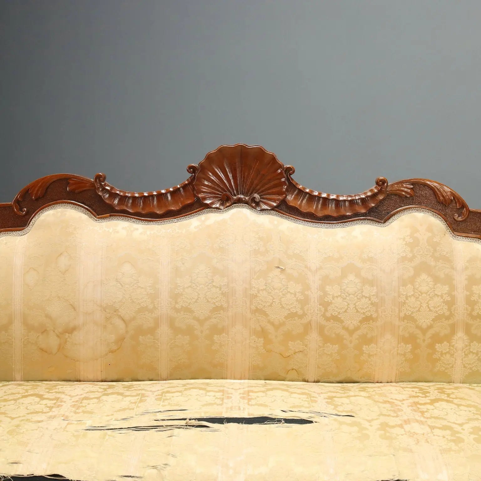 Antique Sofa Walnut Fabric Italy XIX Century