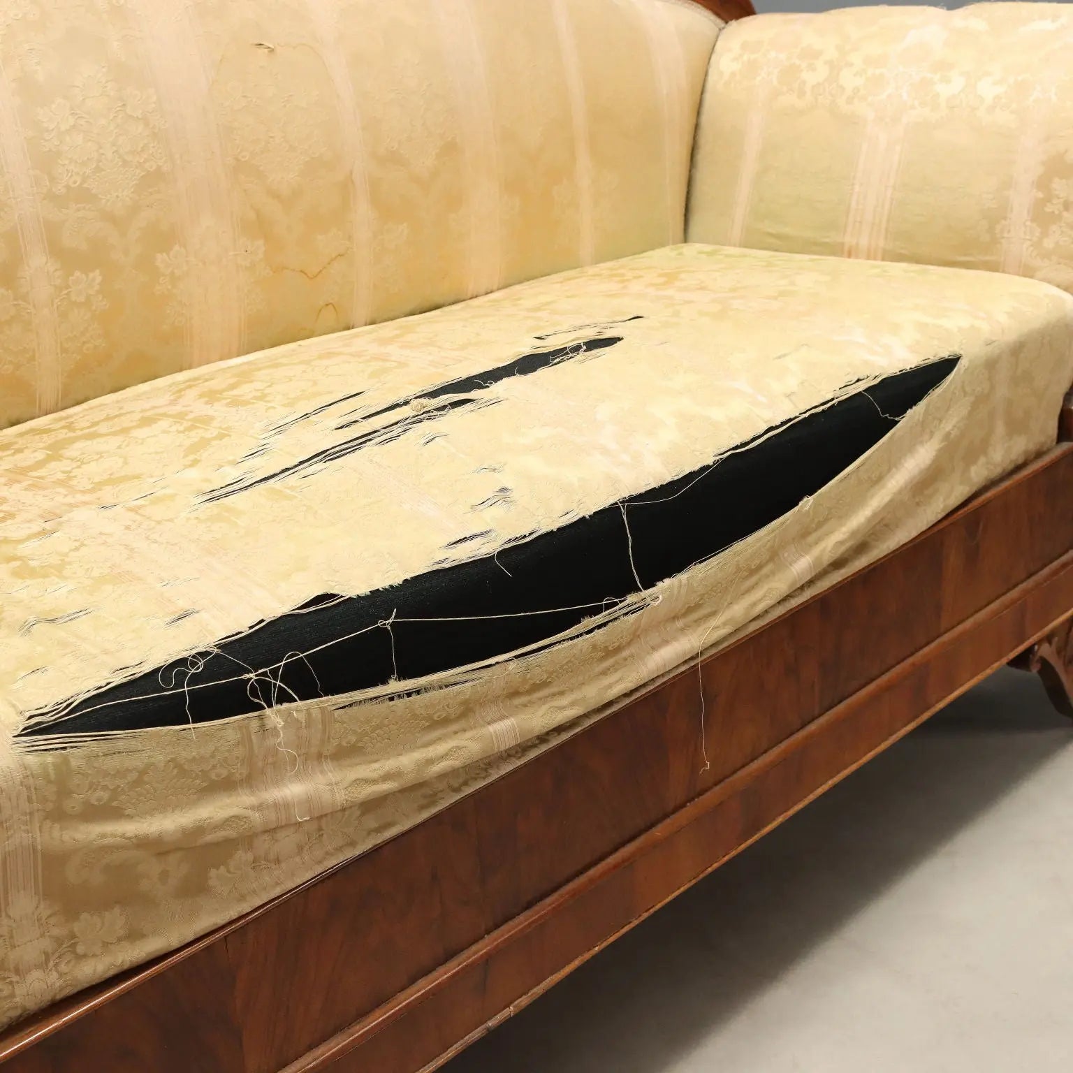 Antique Sofa Walnut Fabric Italy XIX Century