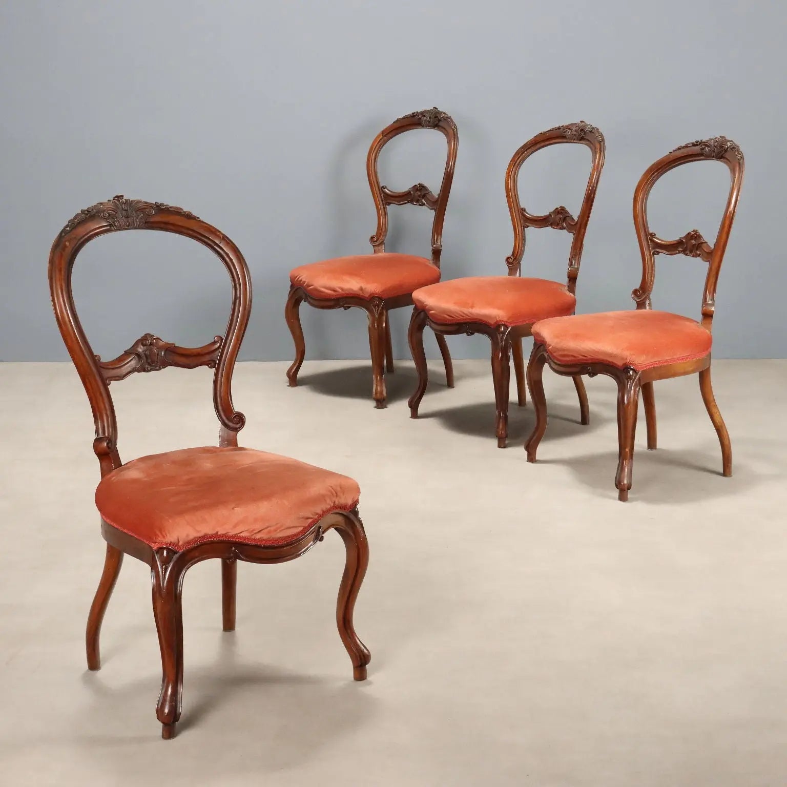 Louis Philippe Walnut Chairs, 19th Century Italy