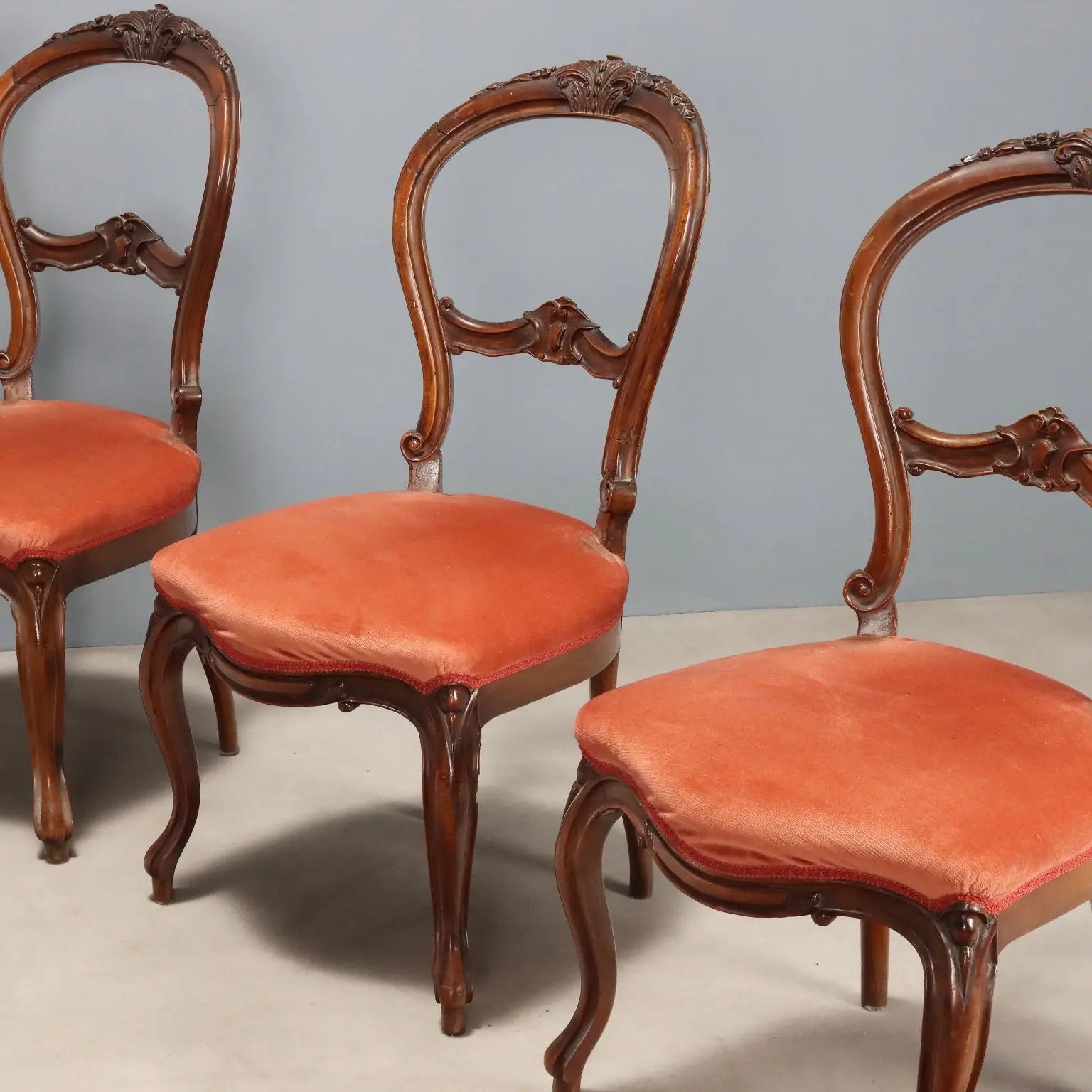 Louis Philippe Walnut Chairs, 19th Century Italy