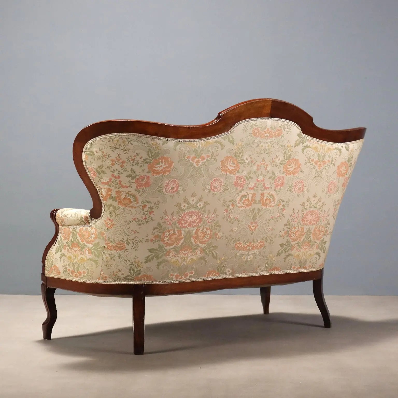 Antique Sofa Louis Philippe Walnut Fabric Italy XIX Century