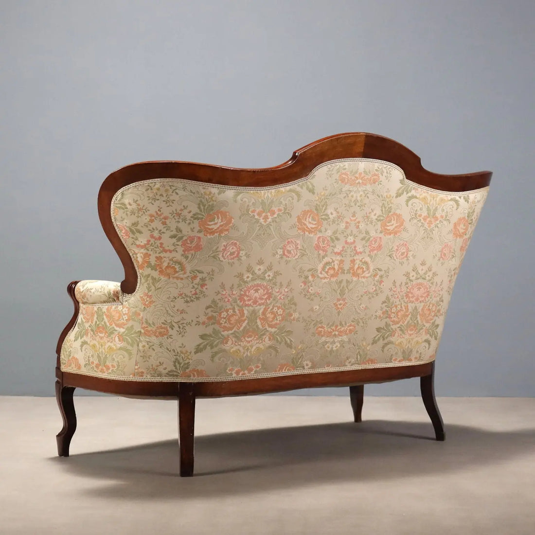 Antique Sofa Louis Philippe Walnut Fabric Italy XIX Century