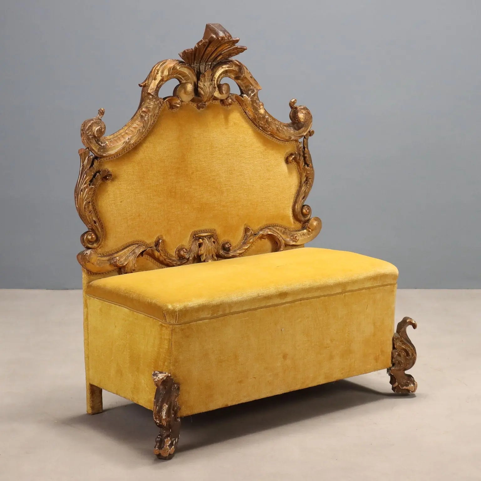 Eclectic Gilded Wood Sofa, Italy 19th Century