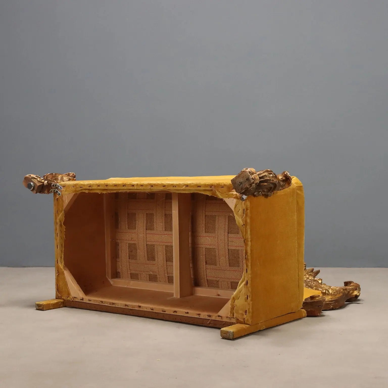 Eclectic Gilded Wood Sofa, Italy 19th Century