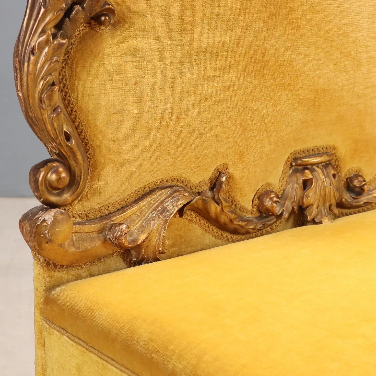 Eclectic Gilded Wood Sofa, Italy 19th Century