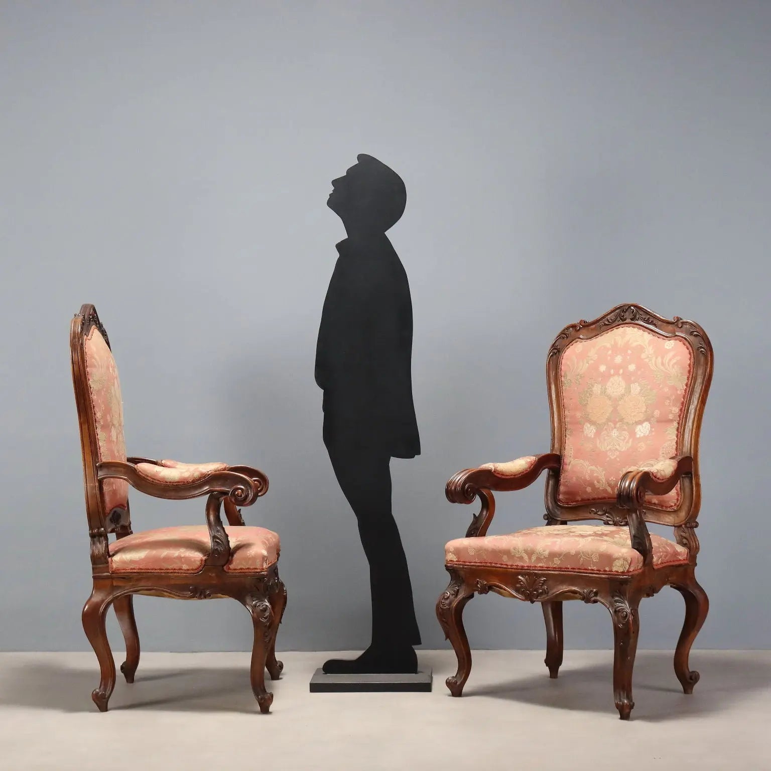 Pair of Louis Philippe Walnut Armchairs, Italy 19th Century