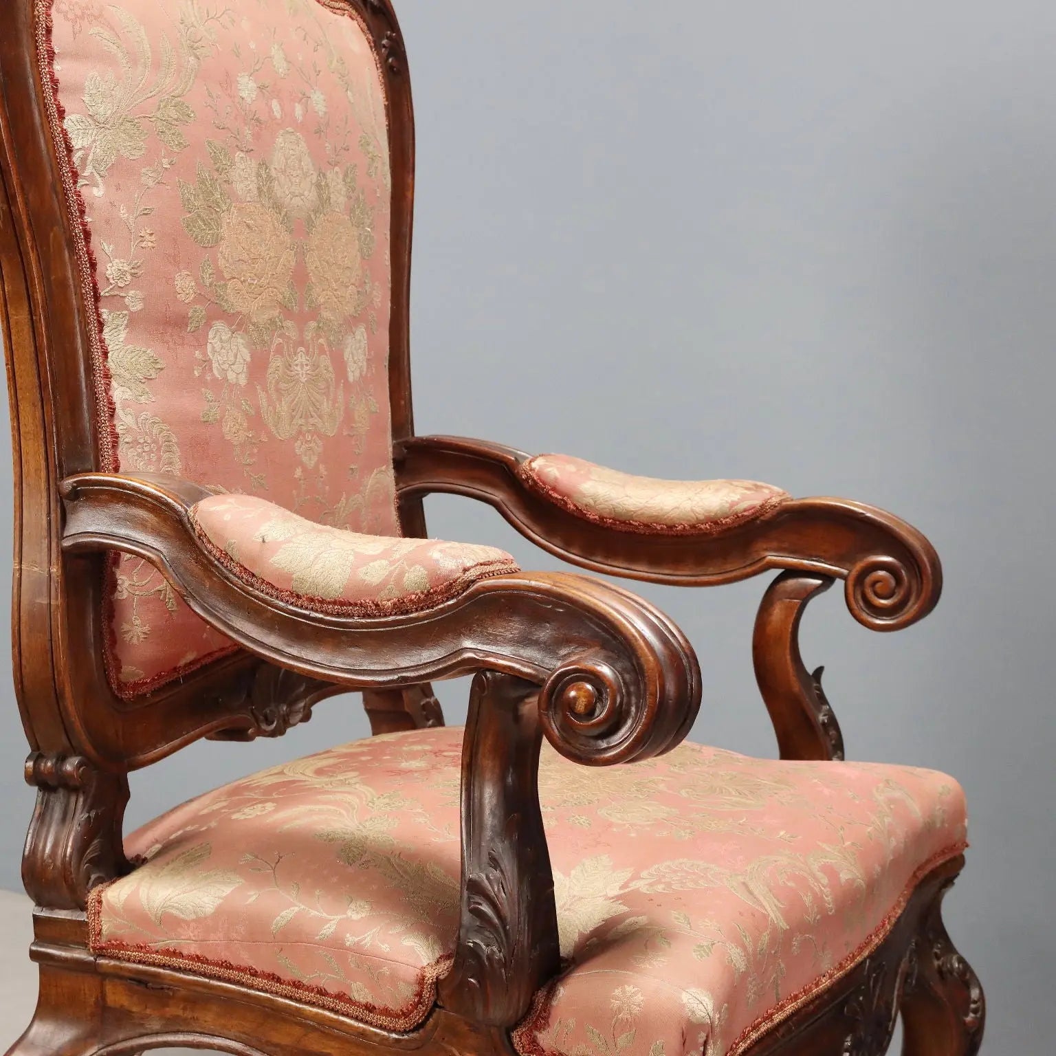 Pair of Louis Philippe Walnut Armchairs, Italy 19th Century