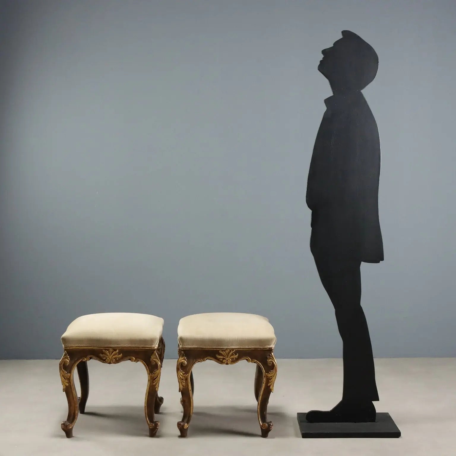 Antique Eclectic Stools Carved Gilded Wood XIX Century