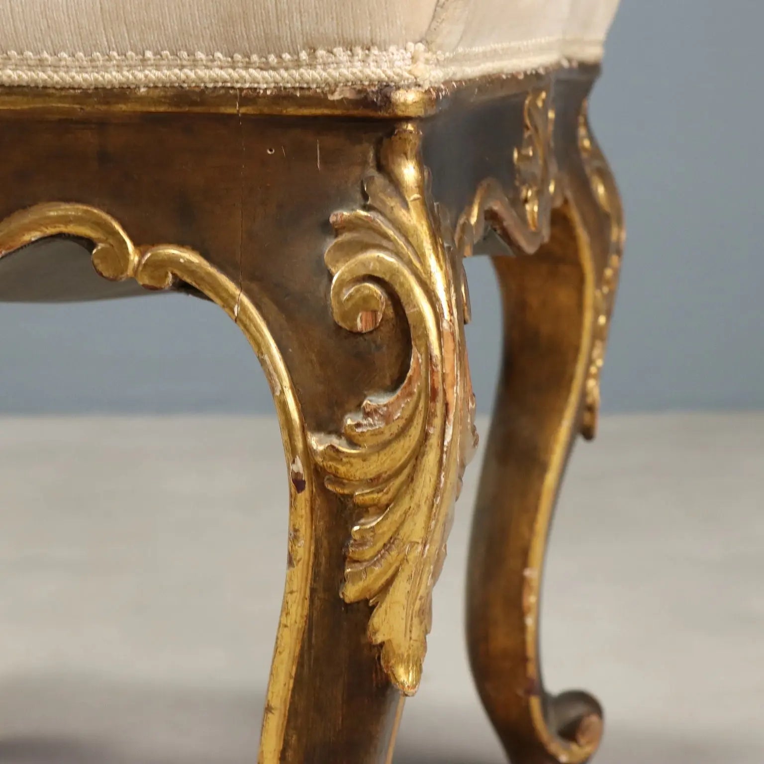 Antique Eclectic Stools Carved Gilded Wood XIX Century