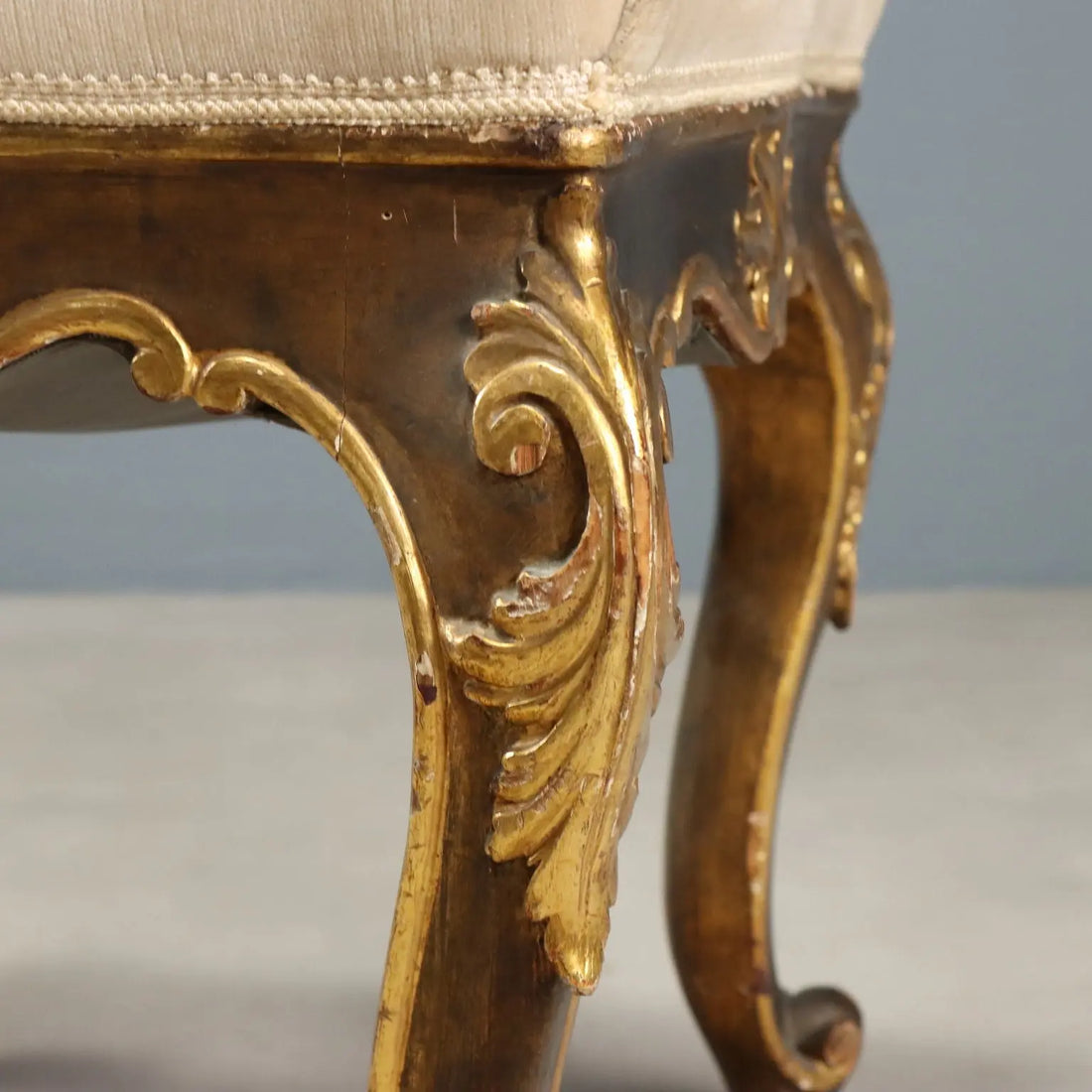 Antique Eclectic Stools Carved Gilded Wood XIX Century