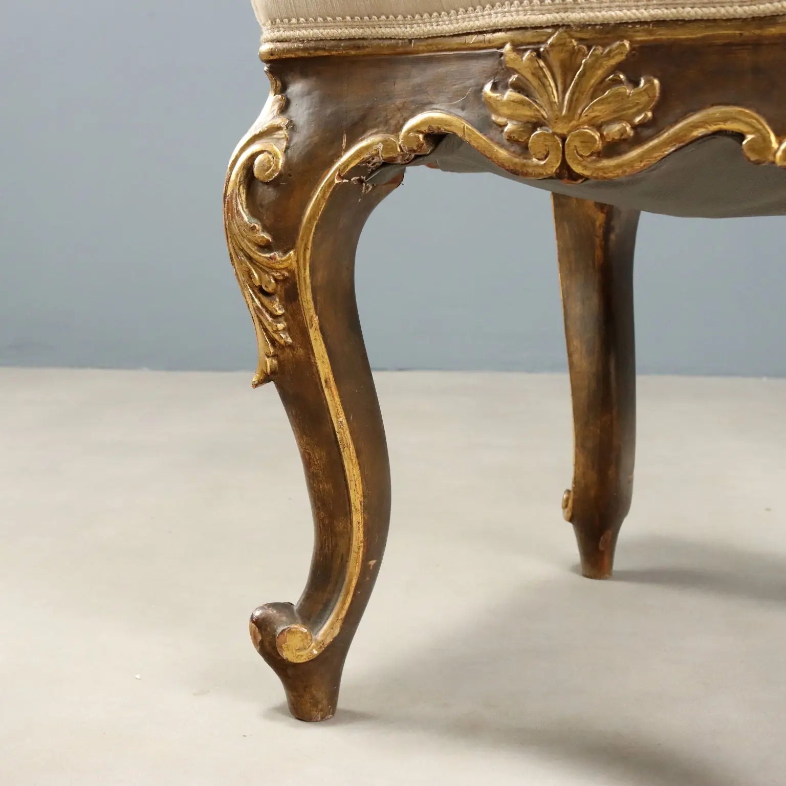 Antique Eclectic Stools Carved Gilded Wood XIX Century