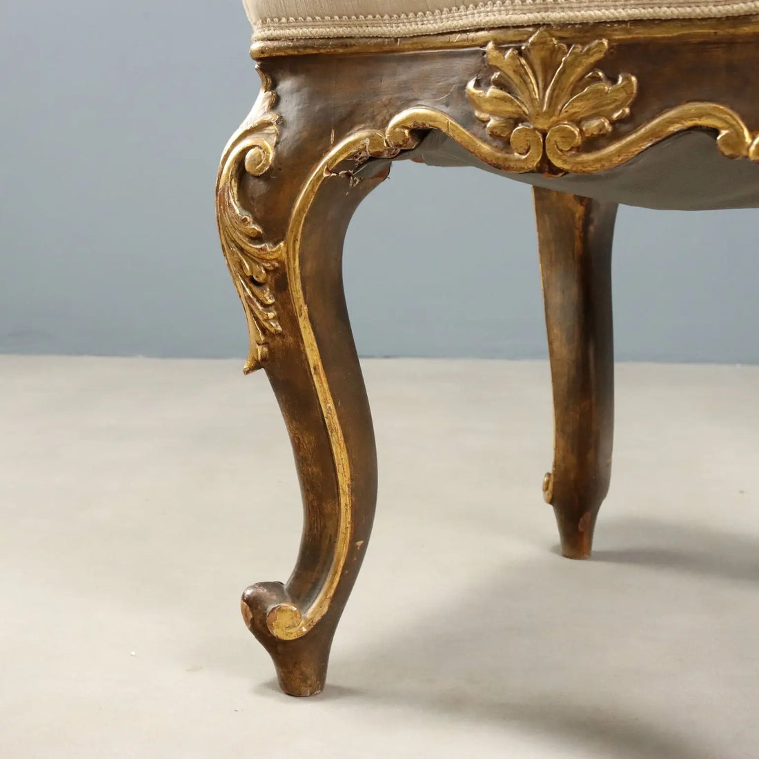 Antique Eclectic Stools Carved Gilded Wood XIX Century