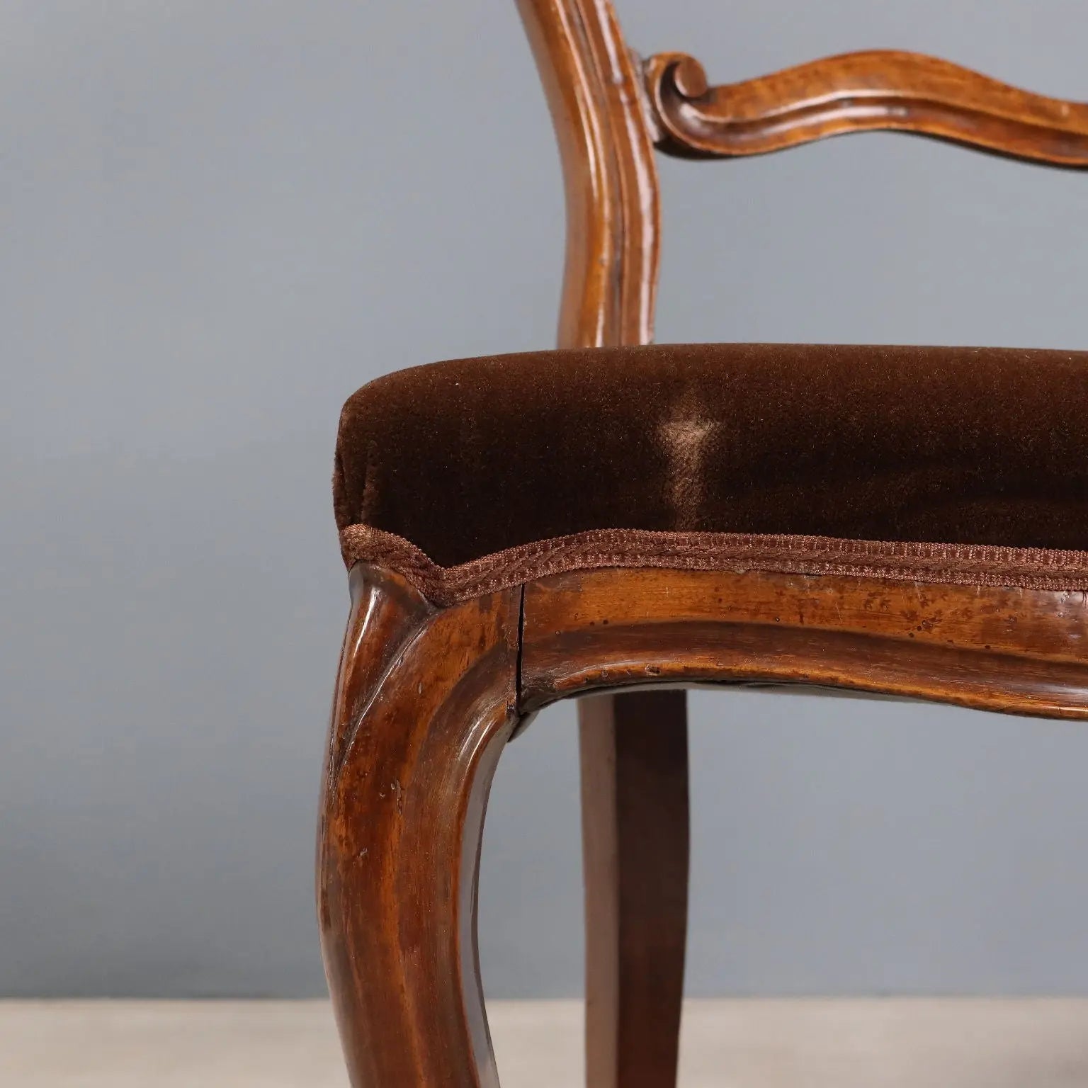 Antique Chairs Louis Philippe Walnut Fabric Italy XIX Century