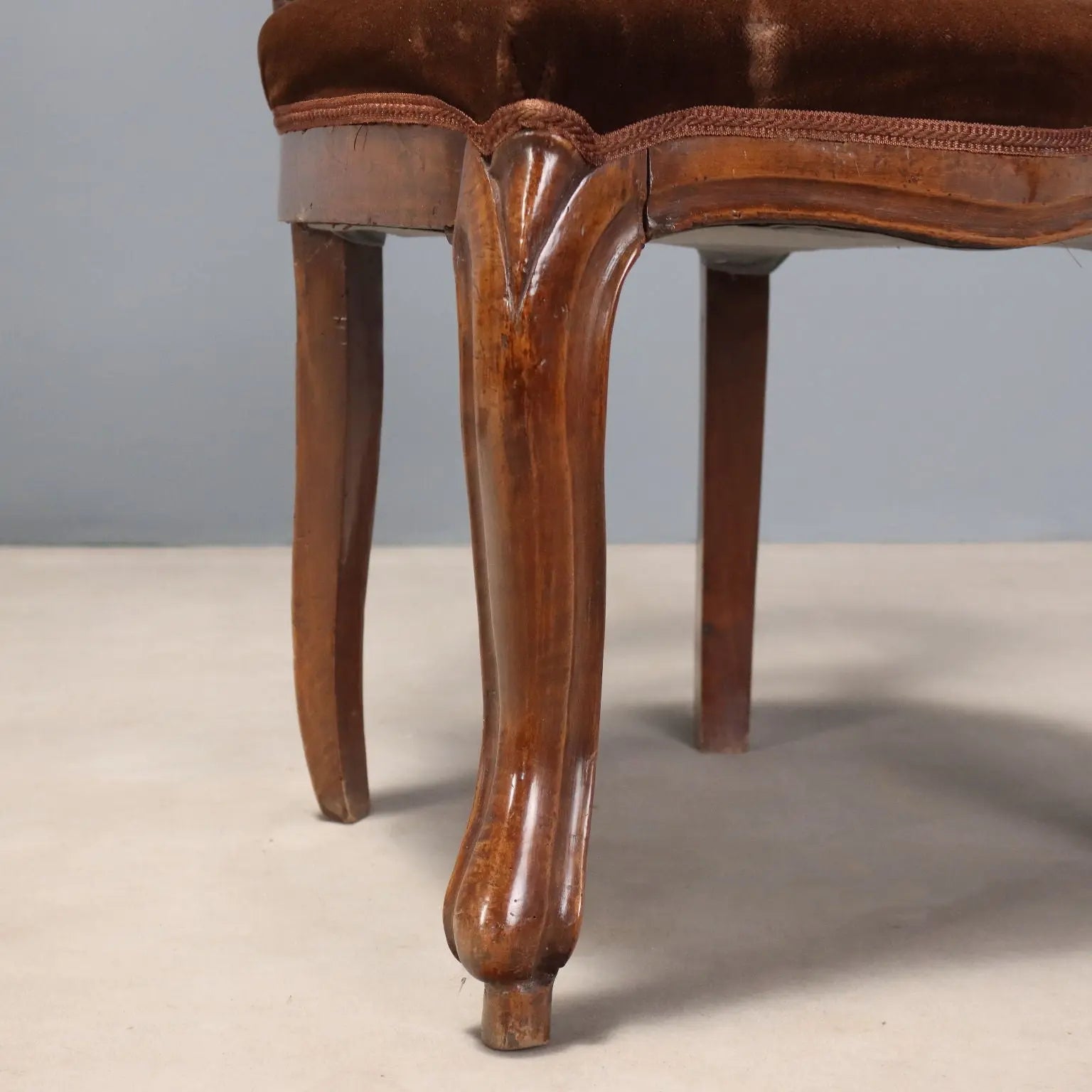Antique Chairs Louis Philippe Walnut Fabric Italy XIX Century