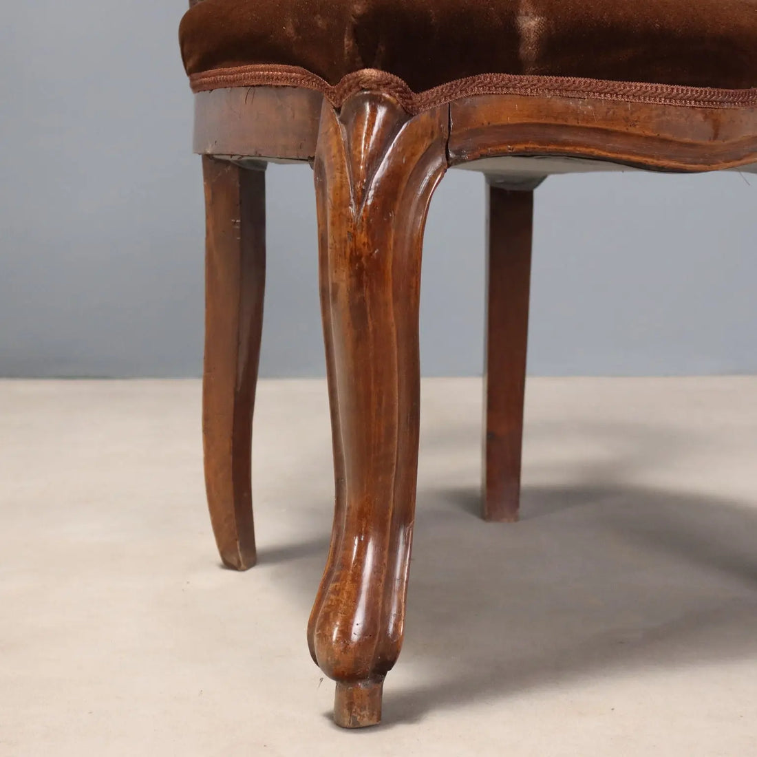 Antique Chairs Louis Philippe Walnut Fabric Italy XIX Century