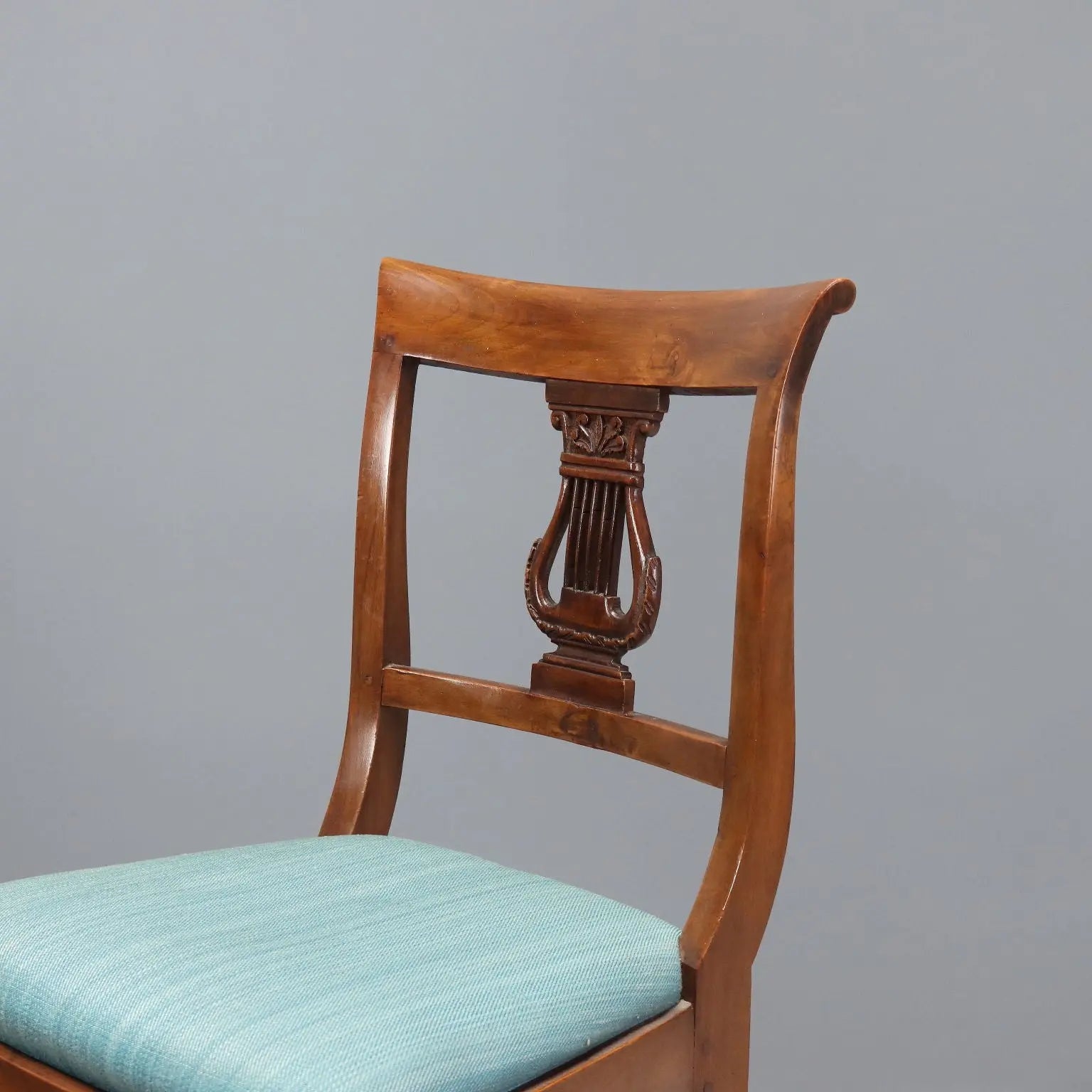Antique Empire Chairs Walnut Fabric Italy XIX Century
