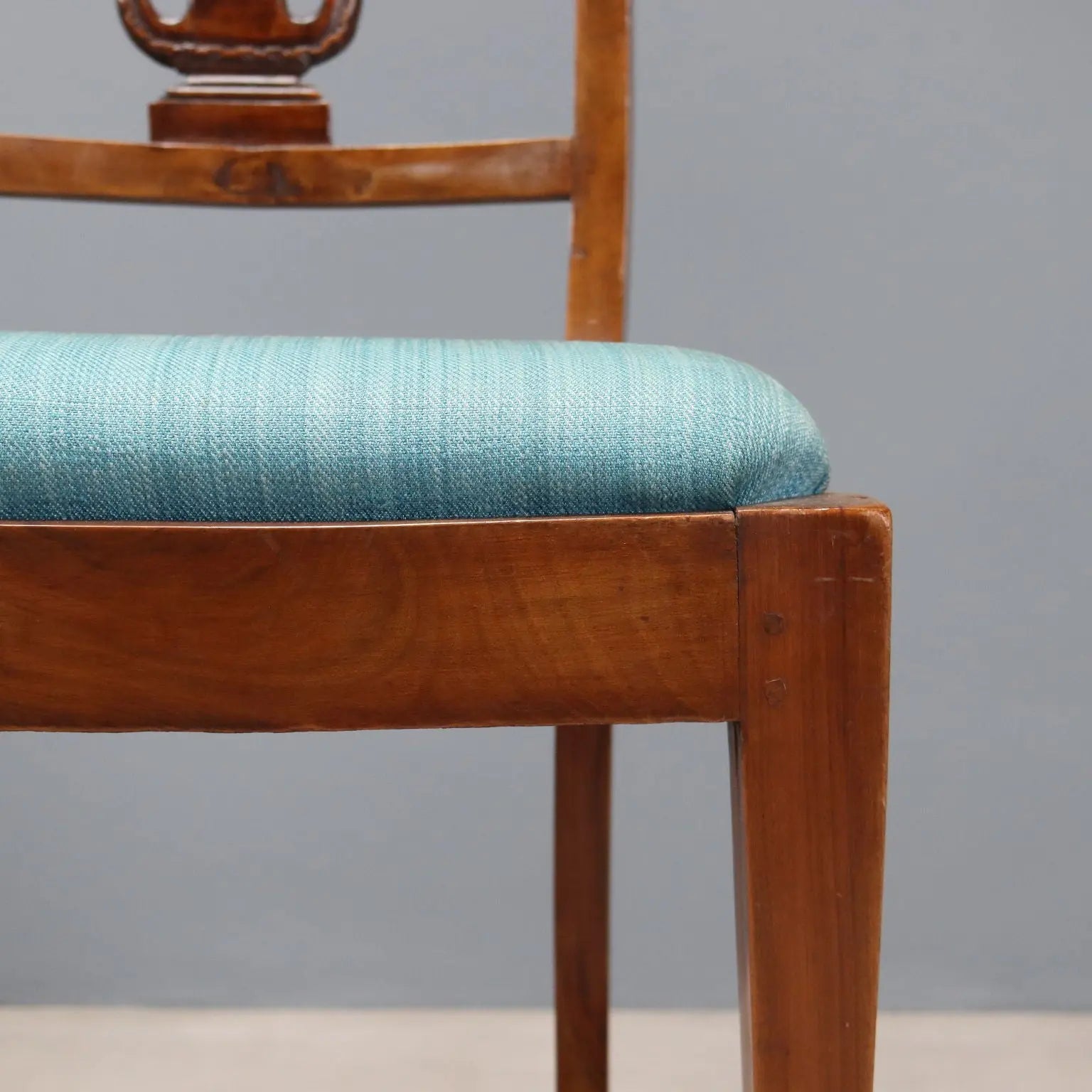 Antique Empire Chairs Walnut Fabric Italy XIX Century