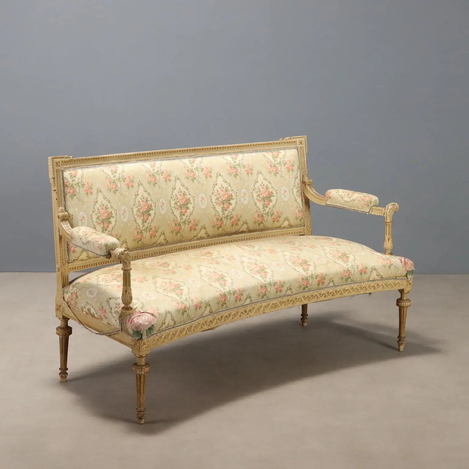 Antique Sofa Neoclassical Style Carved Wood XIX Century