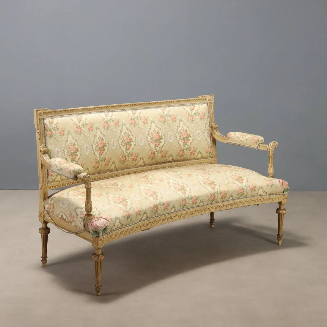 Antique Sofa Neoclassical Style Carved Wood XIX Century