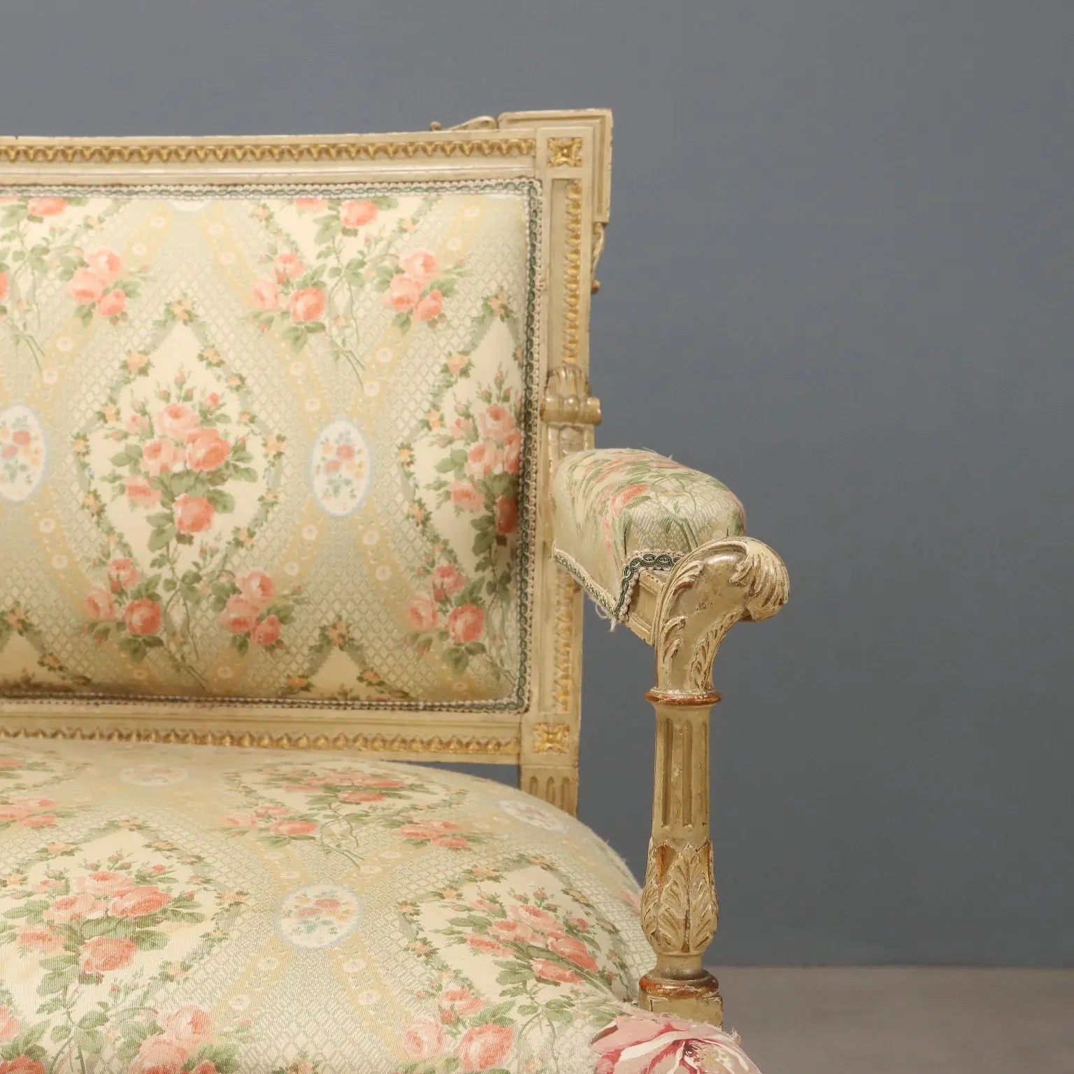 Antique Sofa Neoclassical Style Carved Wood XIX Century