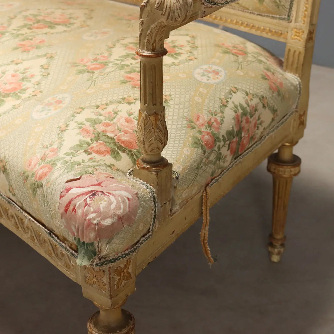 Antique Sofa Neoclassical Style Carved Wood XIX Century