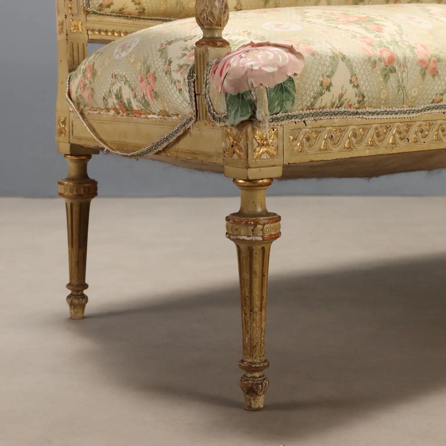 Antique Sofa Neoclassical Style Carved Wood XIX Century