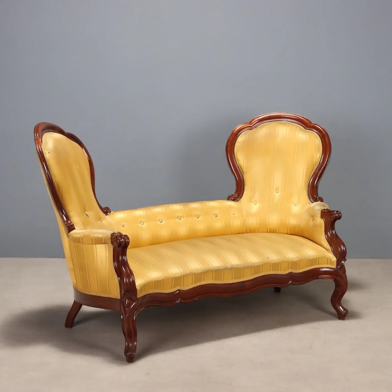 Antique Sofa Mahogany Fabric Italy Mid XIX Century