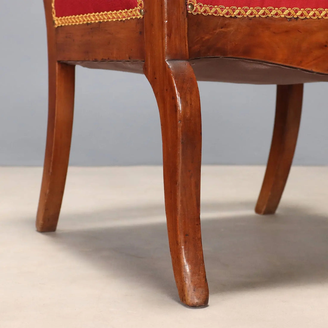 Antique Armchair Restoration Walnut Fabric Italy XIX Century