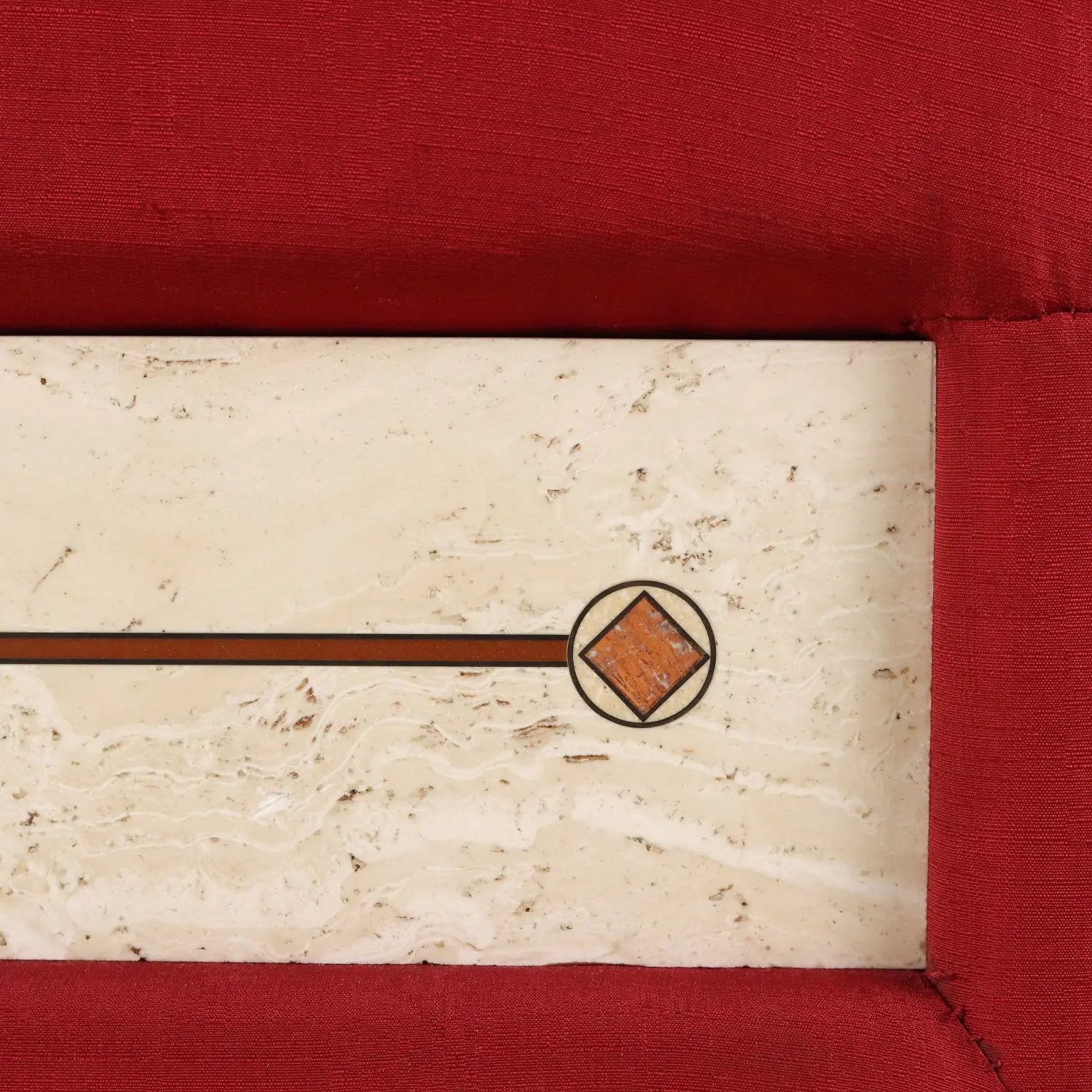 Vintage Pouff Fabric Fake Marble Italy 1950s-1960s