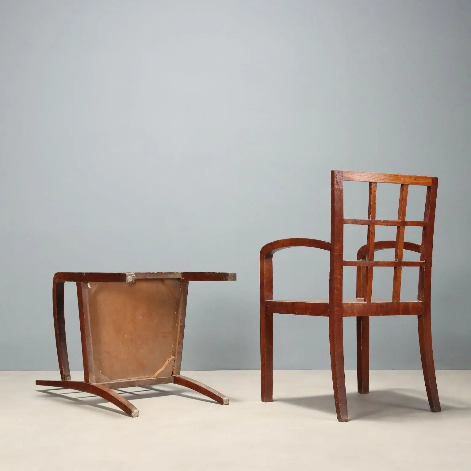 Antique Art Deco Armchairs Oak Italy XX Century