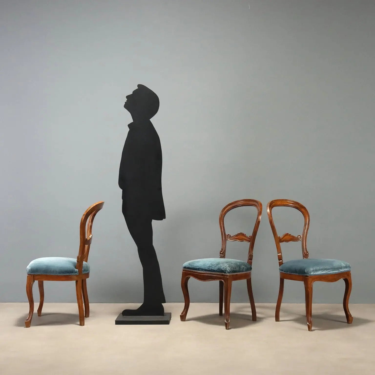 Antique Chairs Louis Philippe Walnut Velvet Italy XIX Century