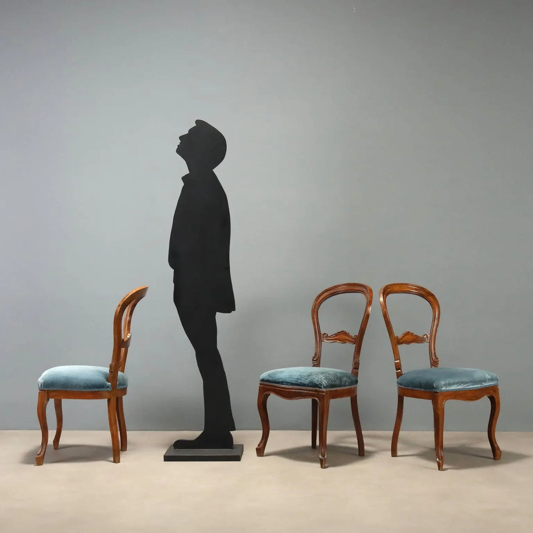 Antique Chairs Louis Philippe Walnut Velvet Italy XIX Century