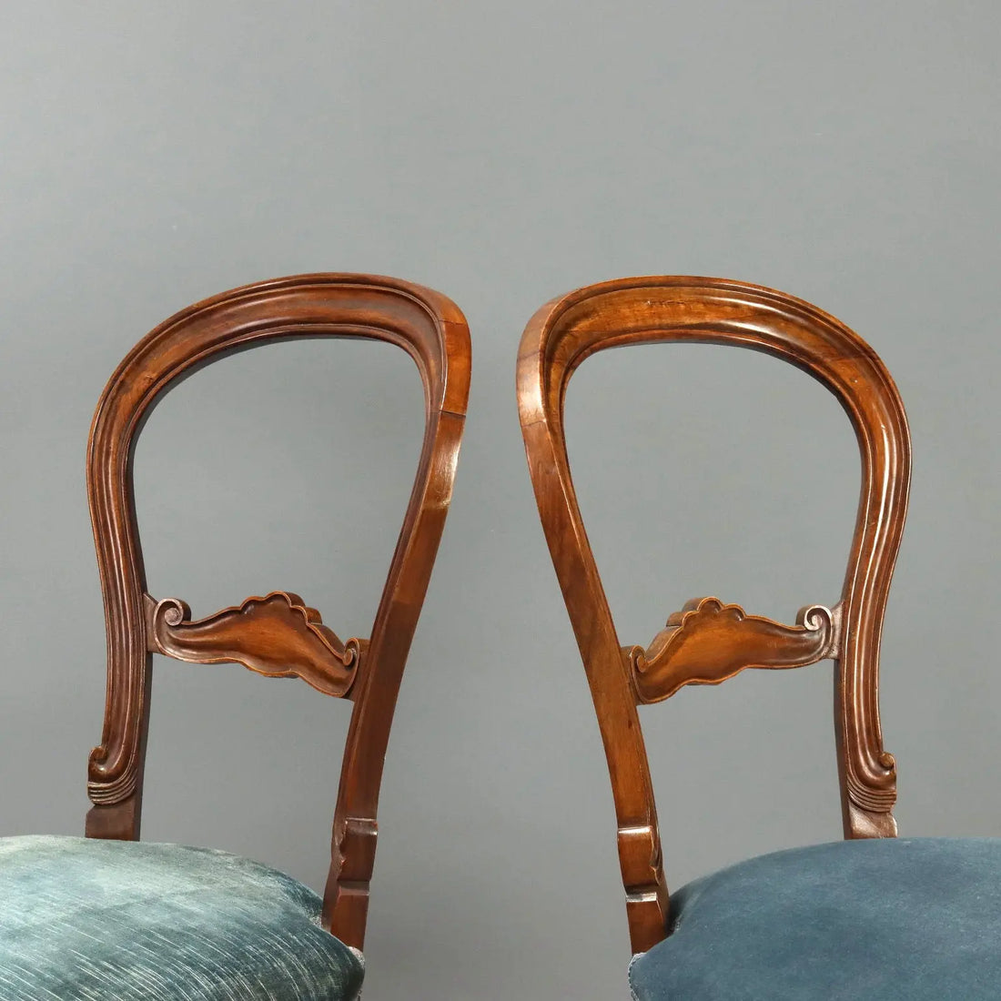 Antique Chairs Louis Philippe Walnut Velvet Italy XIX Century