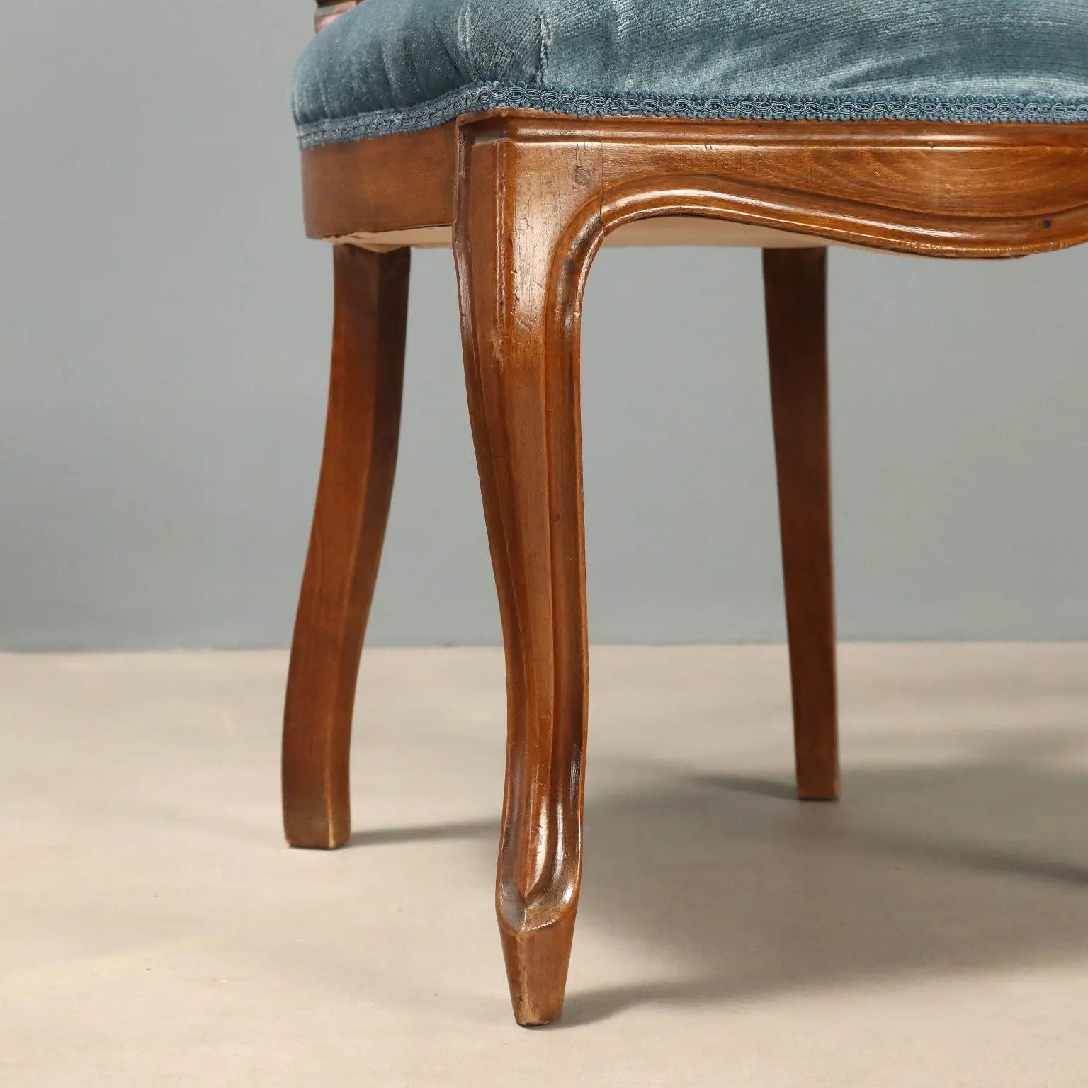 Antique Chairs Louis Philippe Walnut Velvet Italy XIX Century