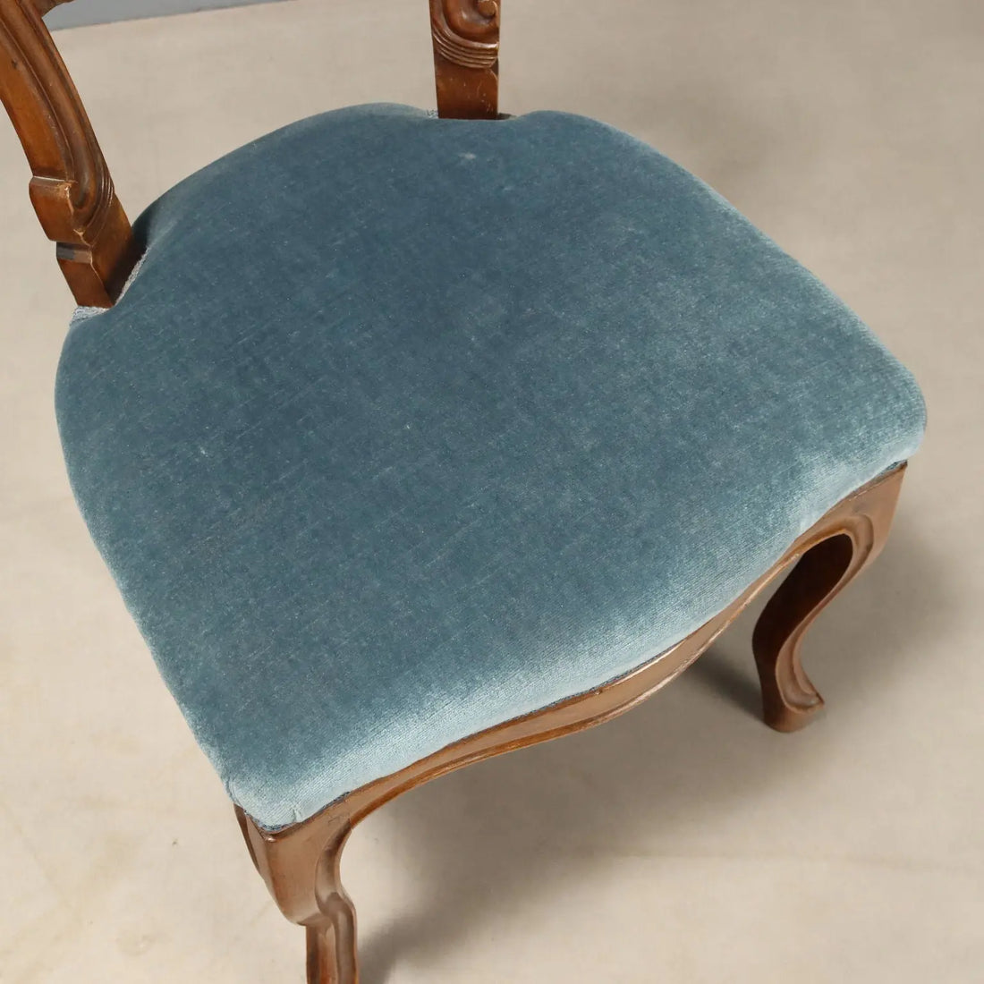Antique Chairs Louis Philippe Walnut Velvet Italy XIX Century