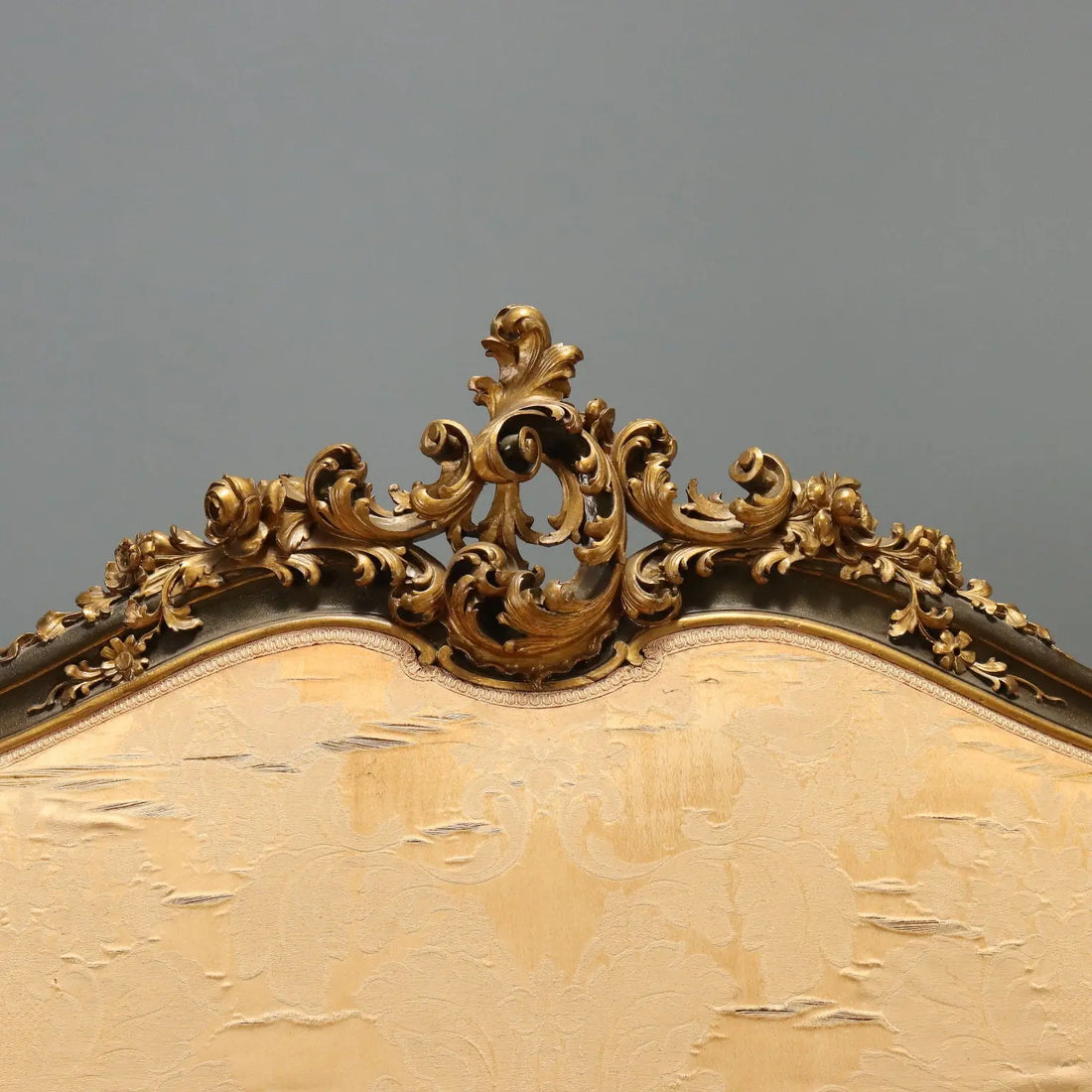 Antique Baroque Sofa Carved Wood Padding Italy XIX Century