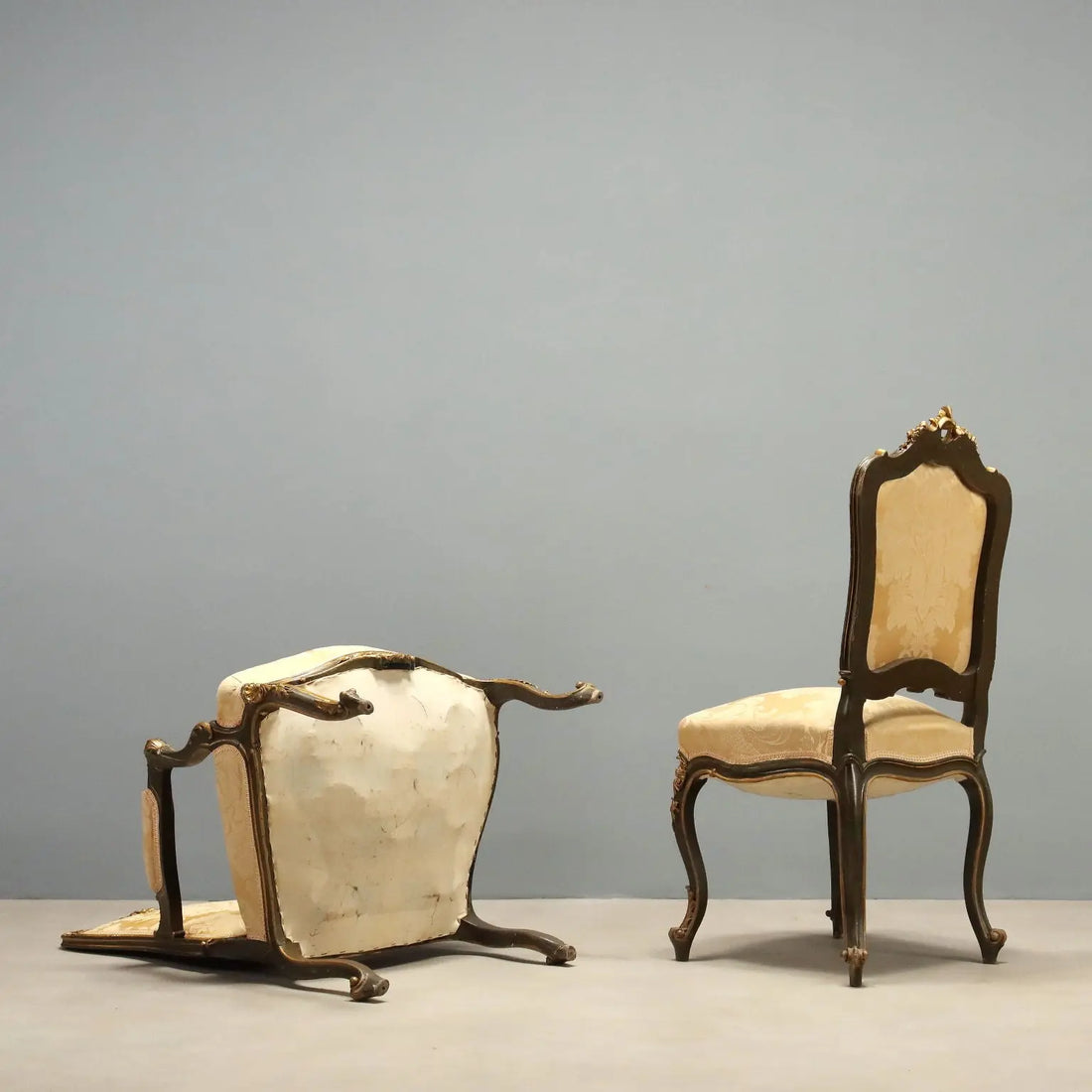 Barocchetto Chairs and Armchairs in Gilded Wood