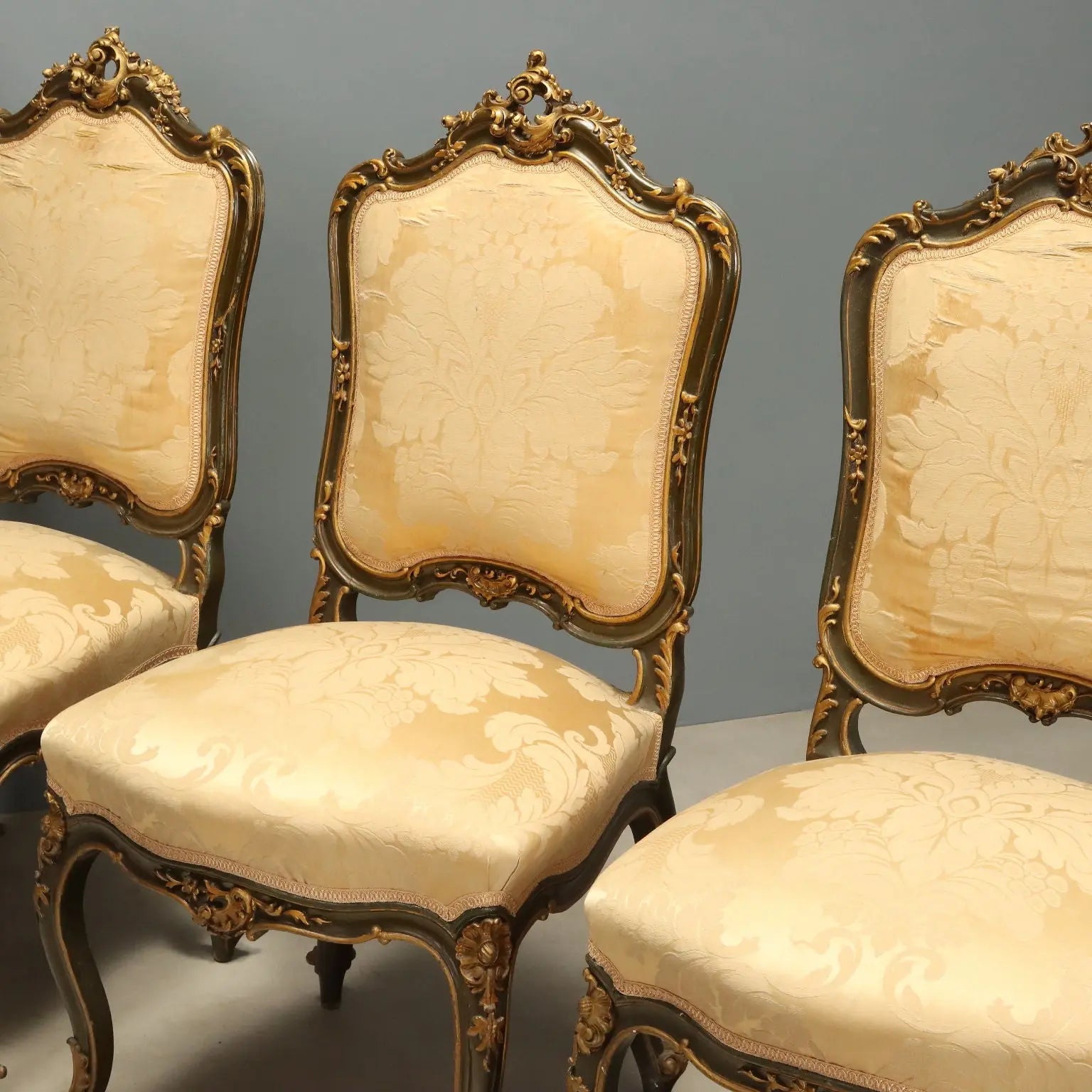 Barocchetto Chairs and Armchairs in Gilded Wood