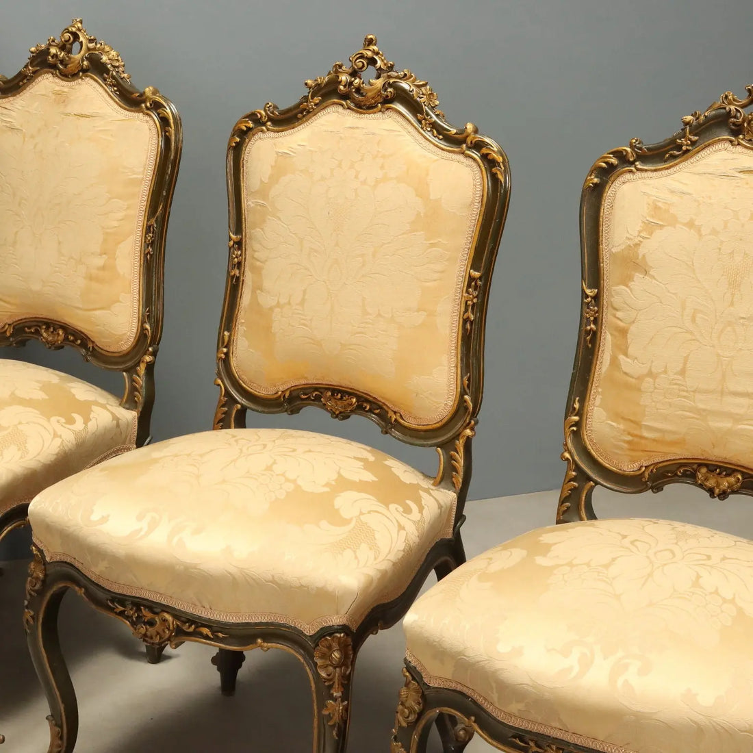 Barocchetto Chairs and Armchairs in Gilded Wood
