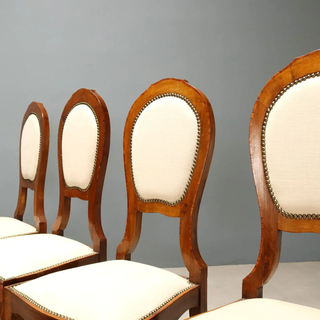 Antique Chairs Walnut Bois de Rose Bronze Italy XIX Century