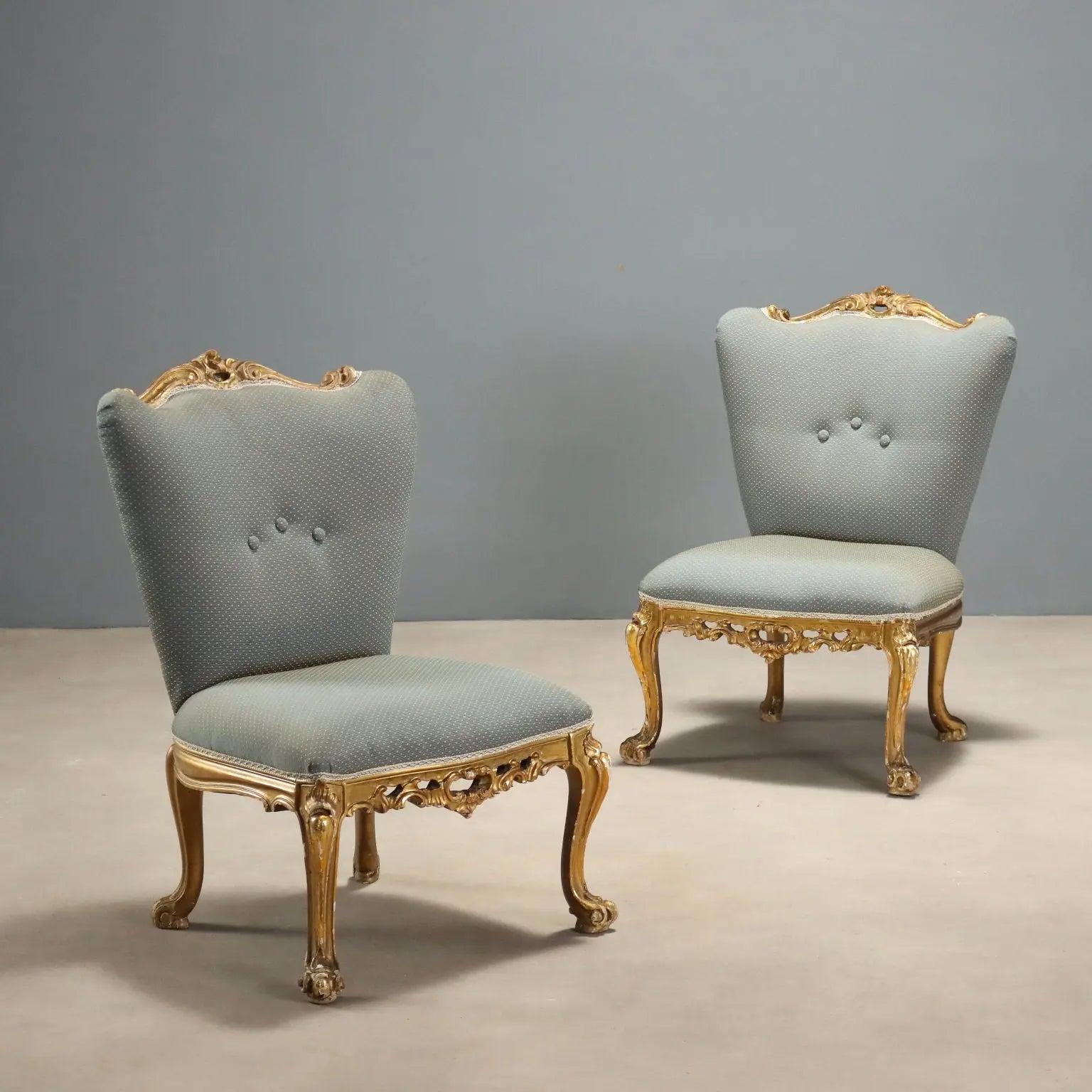 Antique Chairs Baroque Style Carved Wood Italy XX Century