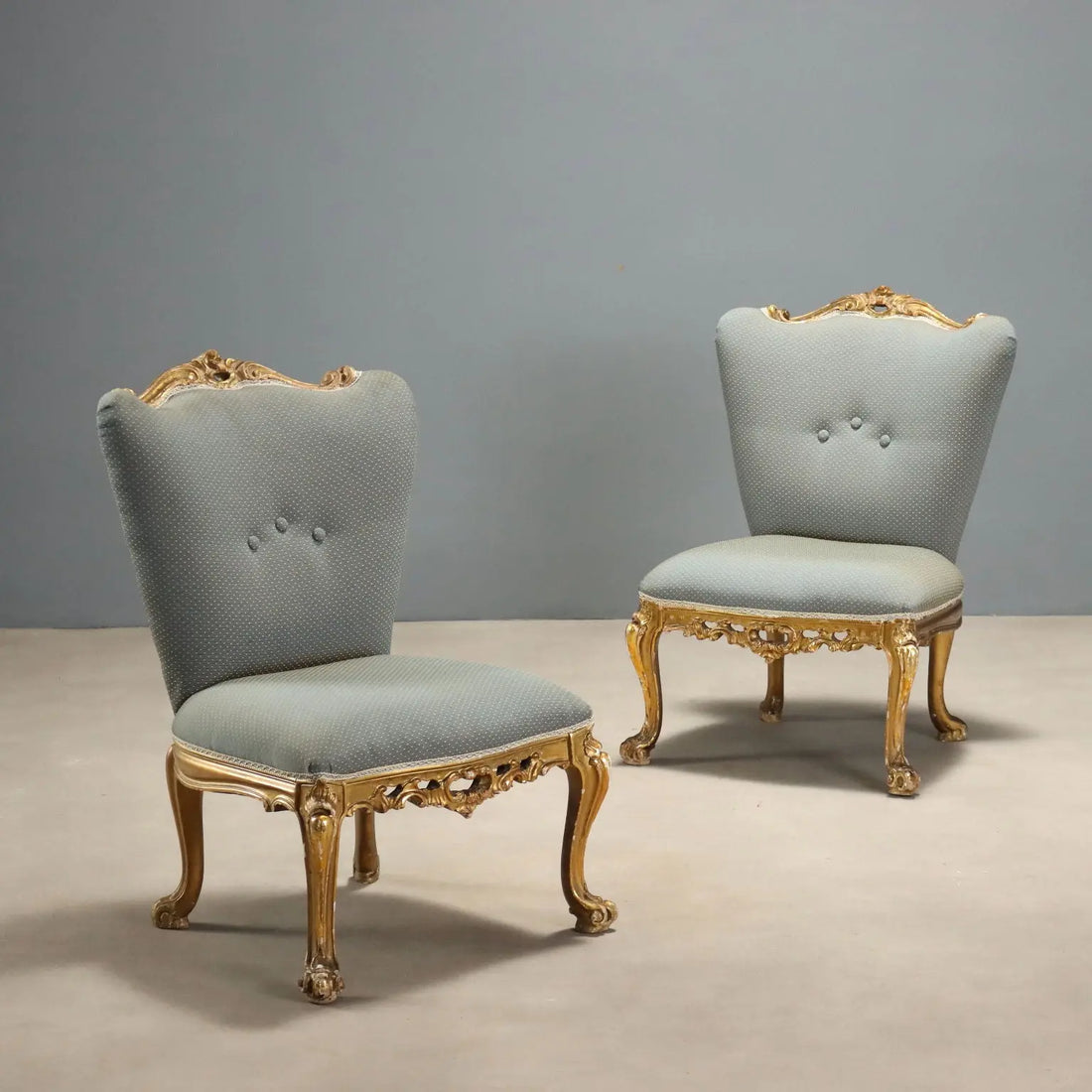 Antique Chairs Baroque Style Carved Wood Italy XX Century